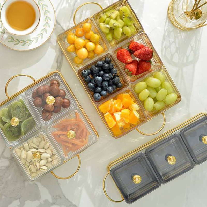 Golden Base Tray with six glass Bowls--0