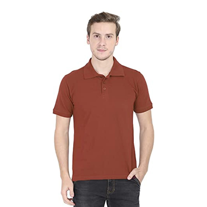 Men's Plain Polo Collar Half Sleeve T-Shirt--1