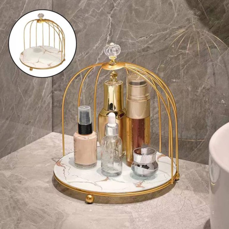 Golden metal stand with one layer white Marble base..--0