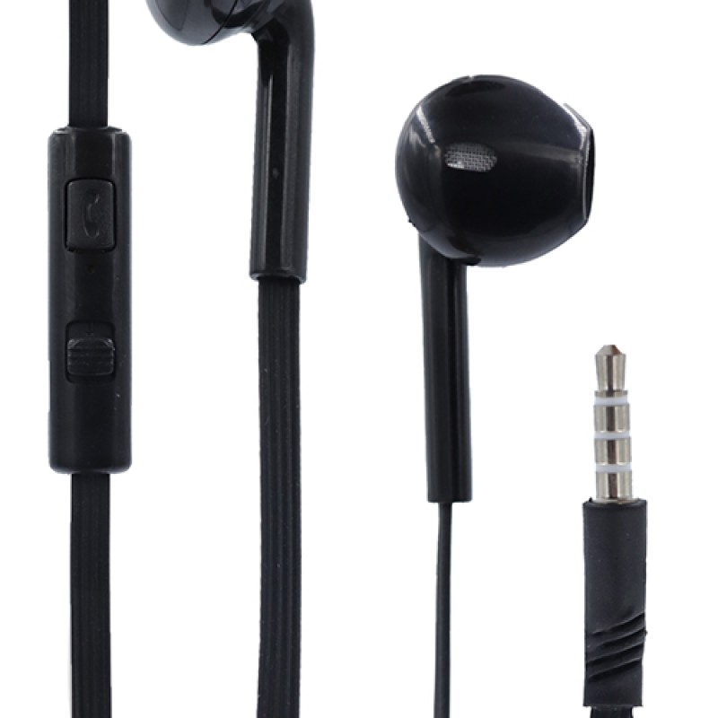 Black Headphones with Tangle Free Cable--0