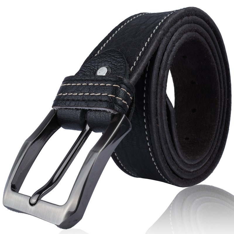 Leather Belt For Men With White sewing--1