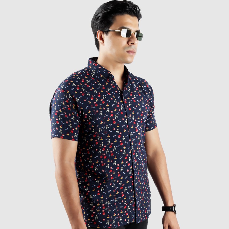 Men Cotton Printed Shirt | Printed Shirt With Colorful Dots--1