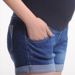 Minora Blue Full Panel Mid Length Boyfriend Maternity Shorts