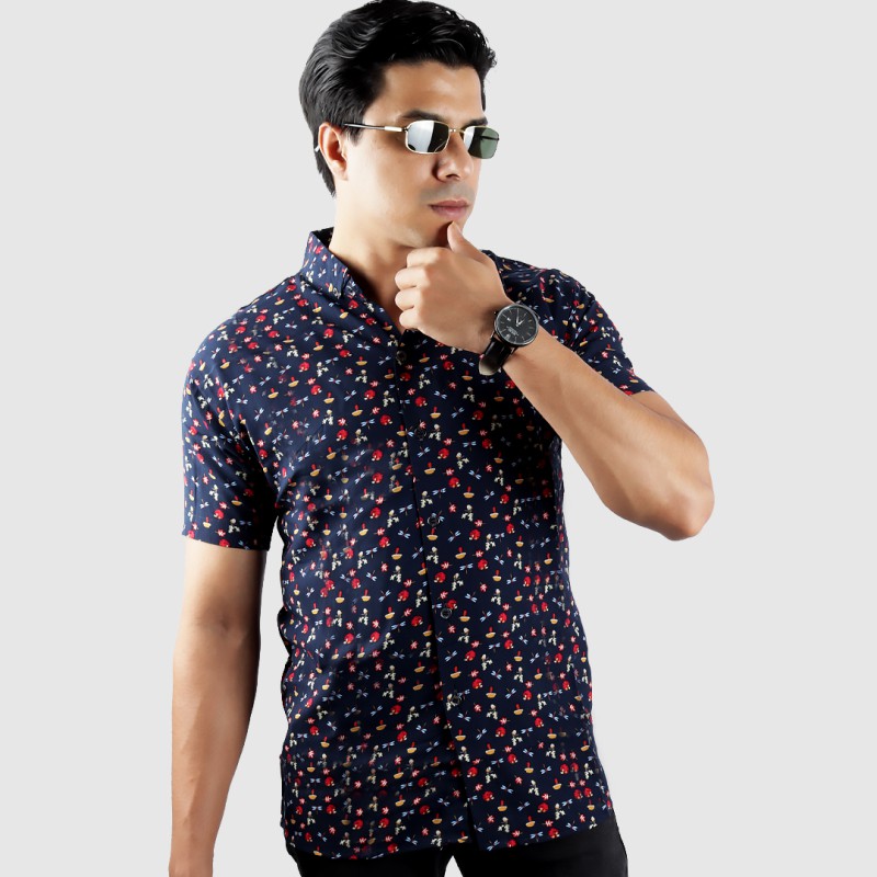 Men Cotton Printed Shirt | Printed Shirt With Colorful Dots--0