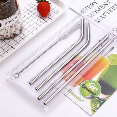 4 Steel Beverage Straw with Cleaning Brush
