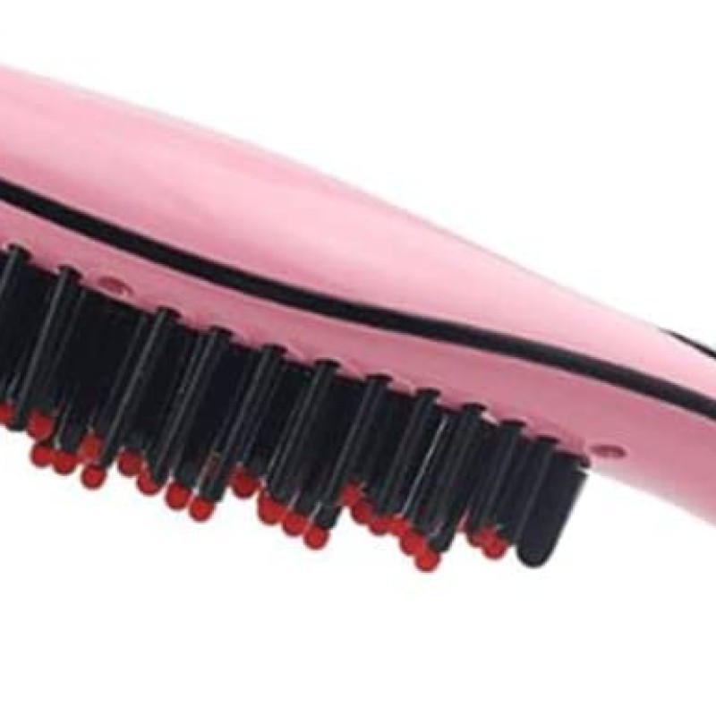 COOLBABY Hair Straightener Brush With LCD Display Pink--5