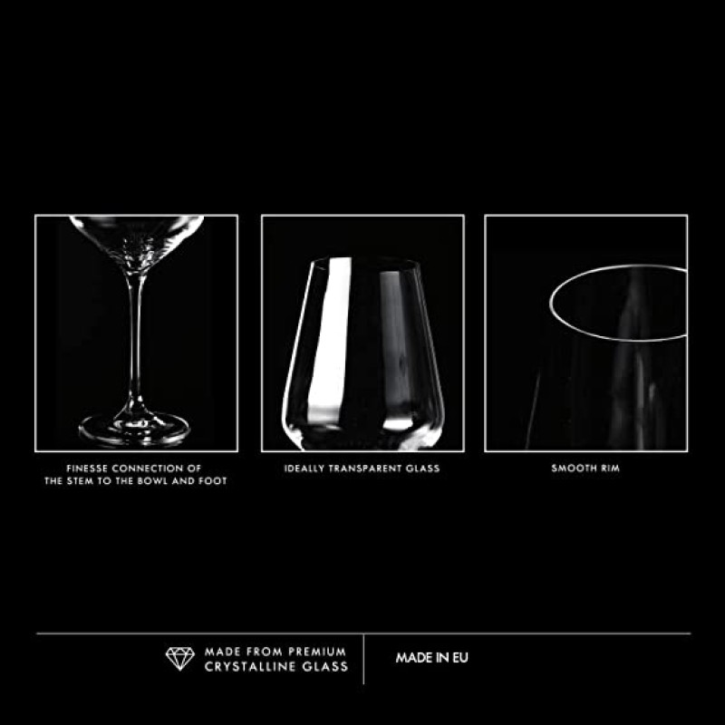Krosno Large White Wine Glasses Set of 6 | 390 ML | Wedding Gift Cocktail Set | Glasses Drinking Crystal Wine Glass--6