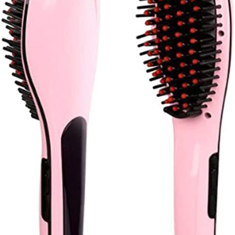 COOLBABY Hair Straightener Brush With LCD Display Pink--3