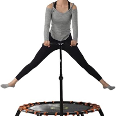 TP Fitness 42" Folding Mini Trampoline, Exercise Trampoline with Adjustable Foam Handle,