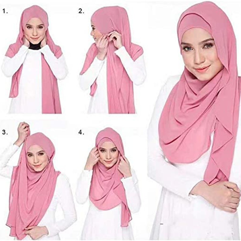 Hijab For Women - Super Soft Plain Bubble Chiffon Scarf - Hijab shayla - Shawls Headband Muslim Hijabs--5