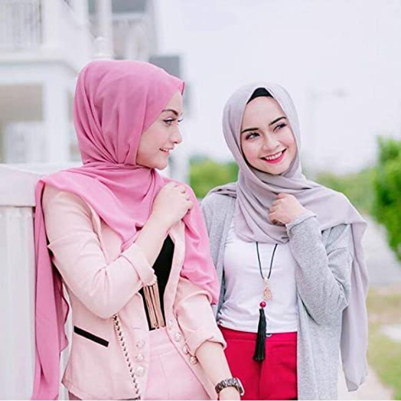 Hijab For Women - Super Soft Plain Bubble Chiffon Scarf - Hijab shayla - Shawls Headband Muslim Hijabs--4