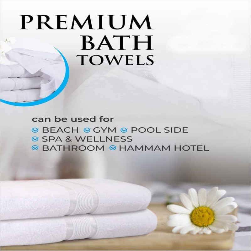 White Bath Towels–75 x 145cm Soft and Absorbent, Premium Quality Perfect for Daily Use 100% ZERO Twist Cotton Towel--5