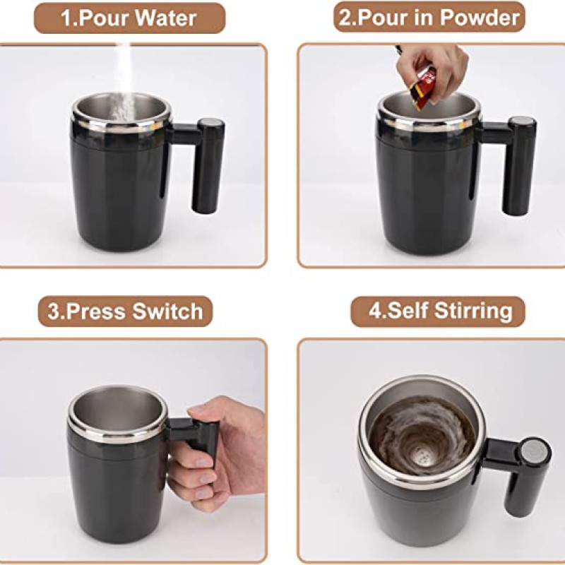 Auto Self Mixing Stainless Steel Cup For Coffee, Milk--4