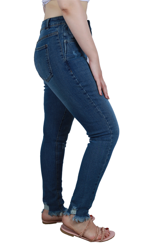 Minora Women's Mid Waist, Skinny, Ripped Denim Jeans