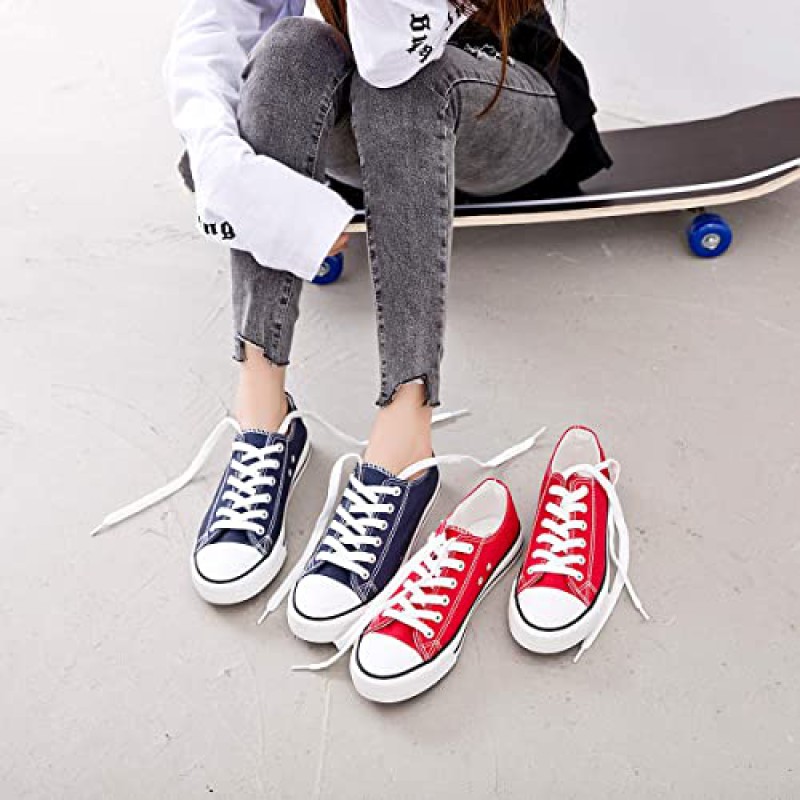 Women’s Canvas Low Top Sneaker Lace-up Classic Casual Shoes--3