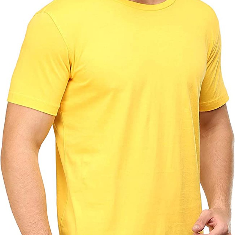 Men's Athleisure Plain Polyester Half Sleeves Round Neck T-Shirt--1
