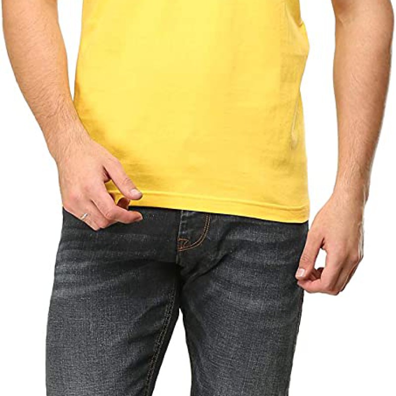 Men's Athleisure Plain Polyester Half Sleeves Round Neck T-Shirt--4