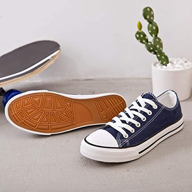 Women’s Canvas Low Top Sneaker Lace-up Classic Casual Shoes--5