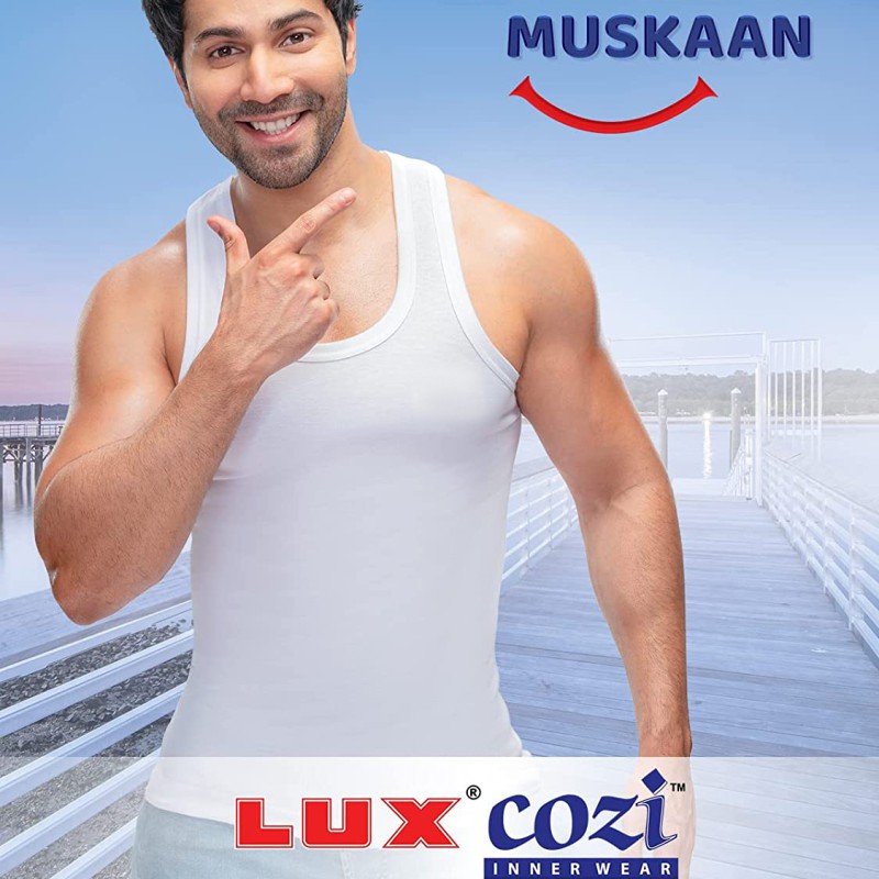 Lux Cozi (GenX) Men's Cotton Vest (Pack of 3) + 1 pen free--1