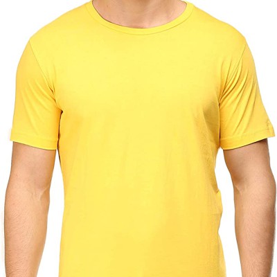 Men's Athleisure Plain Polyester Half Sleeves Round Neck T-Shirt
