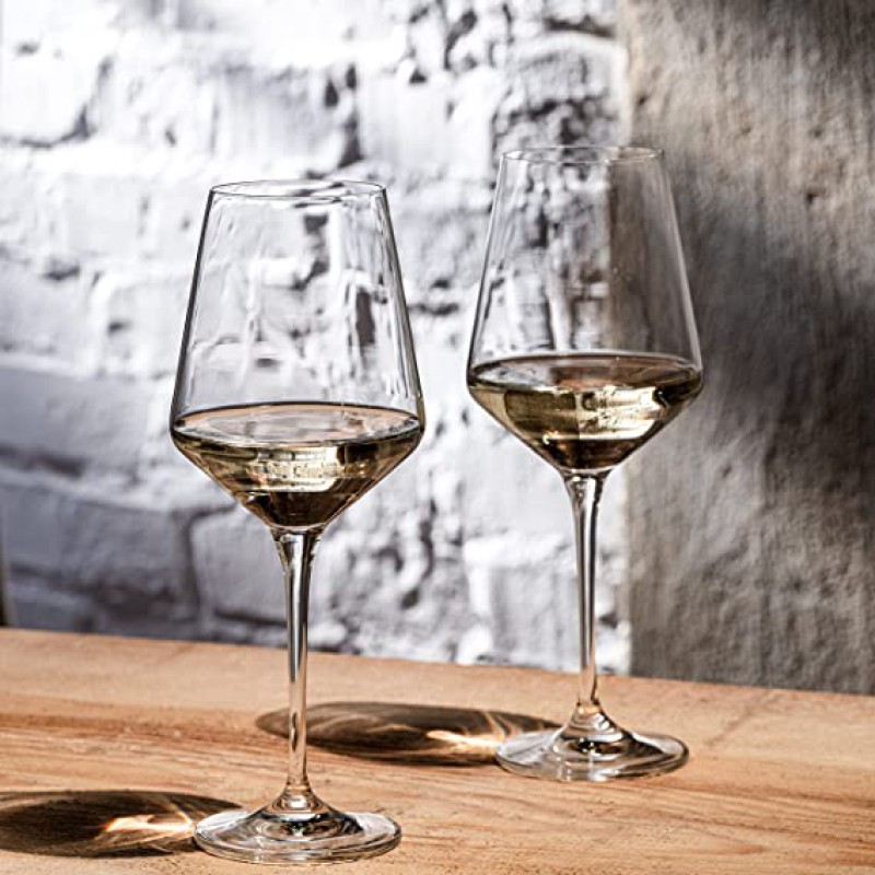Krosno Large White Wine Glasses Set of 6 | 390 ML | Wedding Gift Cocktail Set | Glasses Drinking Crystal Wine Glass--4