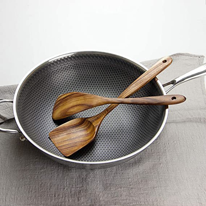 Wood Cooking Utensils, Wooden Spoons 5 pcs, Wooden Kitchen Utensil Set--5