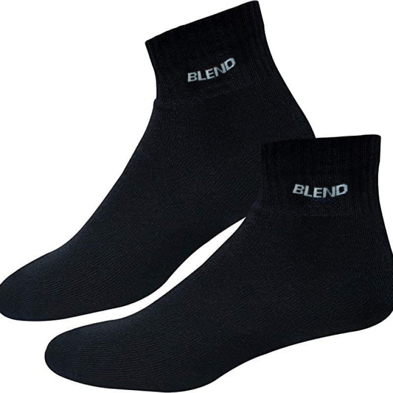 BLEND Men's Ankle Solid Cotton Cushion Comfort Quarter Socks, Pack of 3 (Free Size)--1
