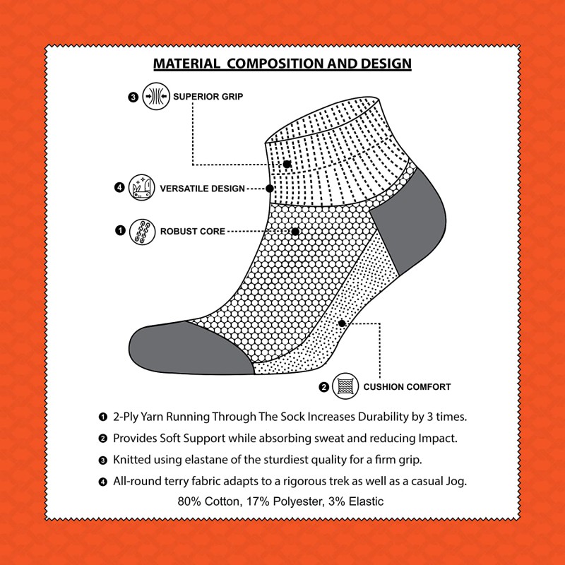 BLEND Men's Ankle Solid Cotton Cushion Comfort Quarter Socks, Pack of 3 (Free Size)--2