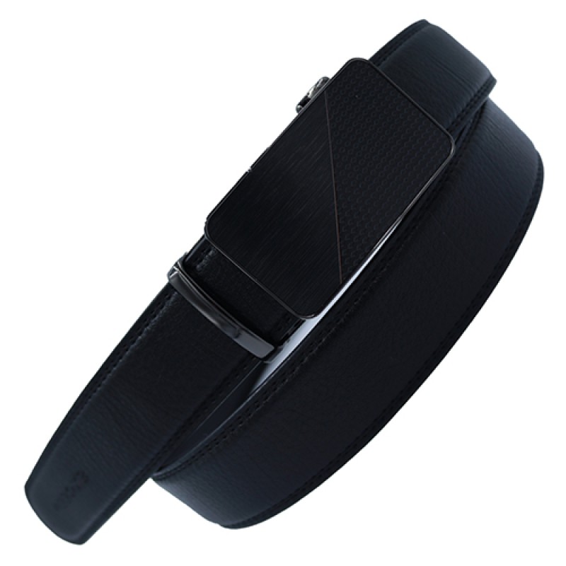 Men's Genuine Black Leather Belt--0