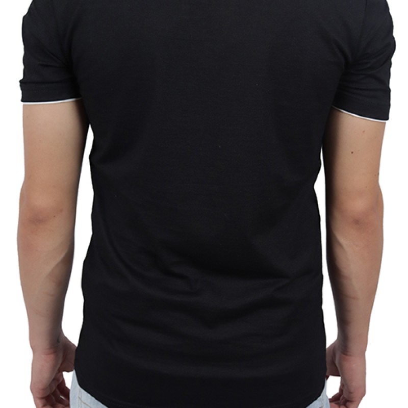 Men's Black Stylish T-Shirt with Stylish Neck--3
