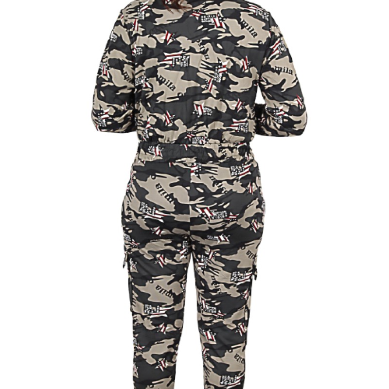 Minora Best  Ladies Army Camouflage Print 2 Piece Tracksuit Jogging Lounge Suit--2