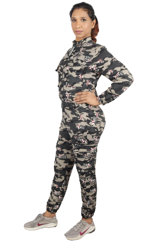 Minora Best  Ladies Army Camouflage Print 2 Piece Tracksuit Jogging Lounge Suit