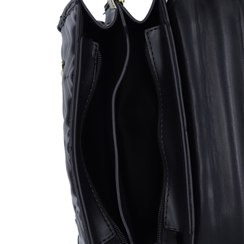 Stylist Black Hand Bag With Fur Handle--4