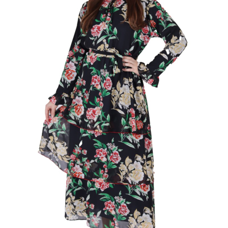 Women’s Full Sleeve Printed Maxi Dress--0