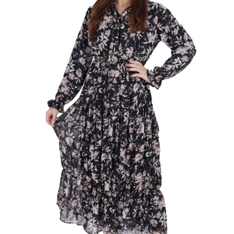 Best Women’s Long Sleeve Printed Maxi Dress--0