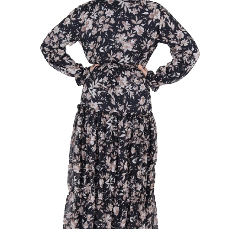 Best Women’s Long Sleeve Printed Maxi Dress--2