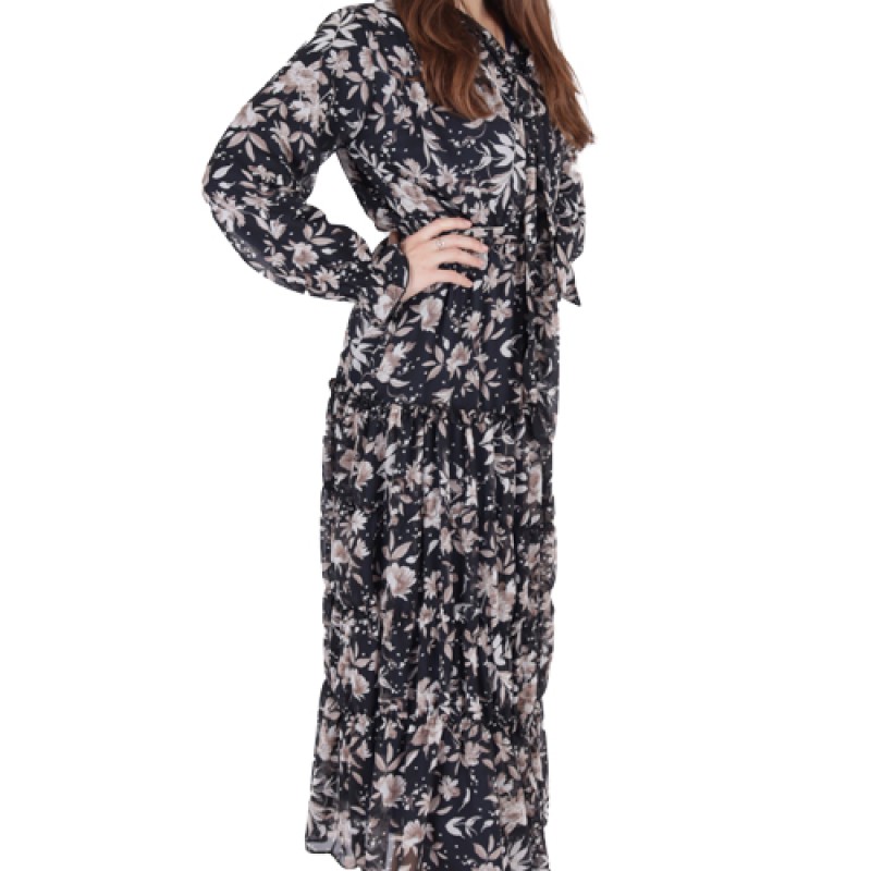Best Women’s Long Sleeve Printed Maxi Dress--1