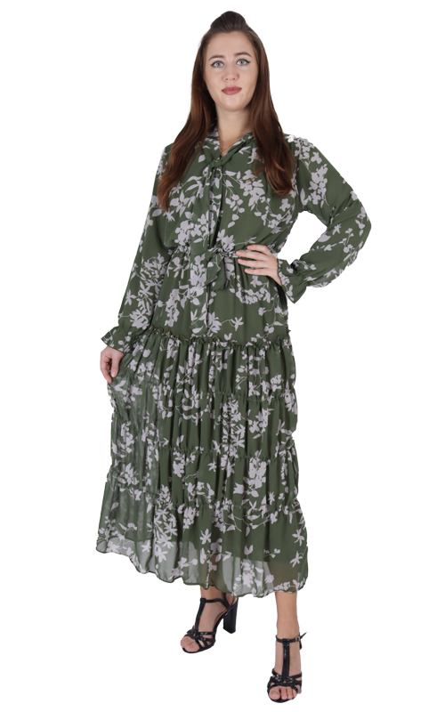 Women’s Long Sleeve Printed Maxi Dress