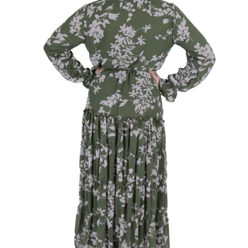Women’s Long Sleeve Printed Maxi Dress--2