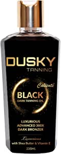 DUSKY TANNING Dusky Black Dark Tanning Oil, Hypoallergenic & Water Resistant Moisturizing Tanning Oil, 235ml + Tanning b