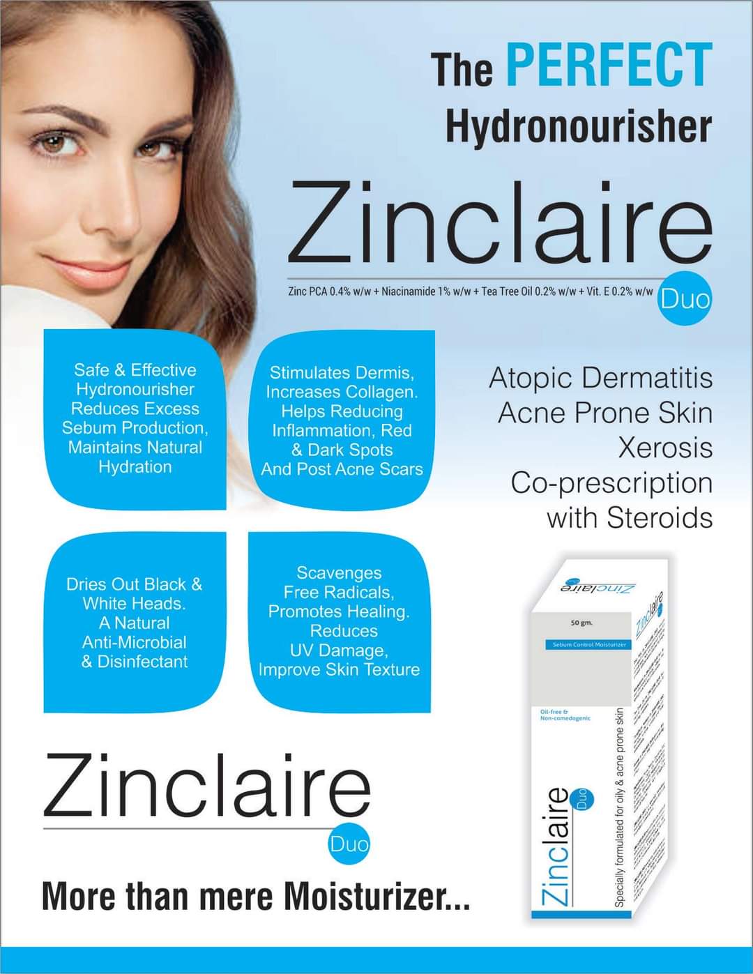 Zinclaire Control Moisturizer and acne Cream by DREAMAX