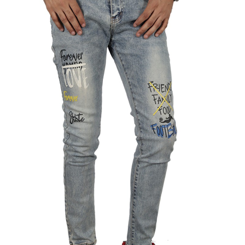 Men's Printed Slim Fit Jean--0