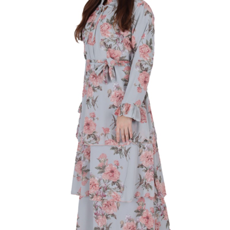 Women’s Fancy Full Sleeve Printed Maxi Dress--3