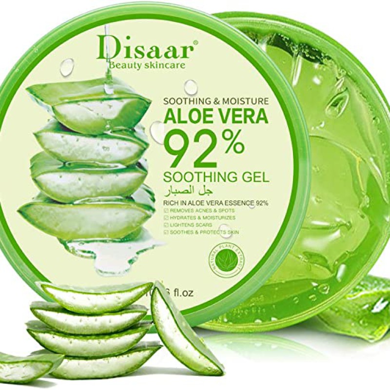 DISAAR 92% Aloe Vera Soothing Smoothing Moisturizing Gel AfterSun Repair Remove Acne&Spots Lighten Scars 300ml--1