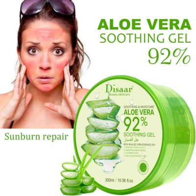 DISAAR 92% Aloe Vera Soothing Smoothing Moisturizing Gel AfterSun Repair Remove Acne&Spots Lighten Scars 300ml