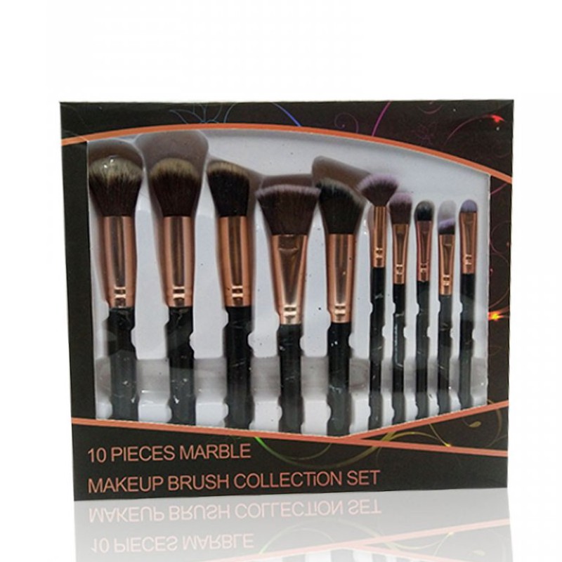 10 Pieces Marble Makeup Brush Collection Set--2