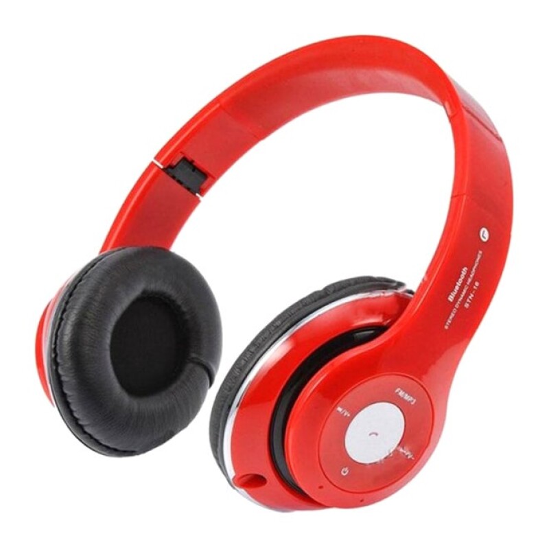 Bluetooth On-Ear Headphones With Mic Red/Black--0