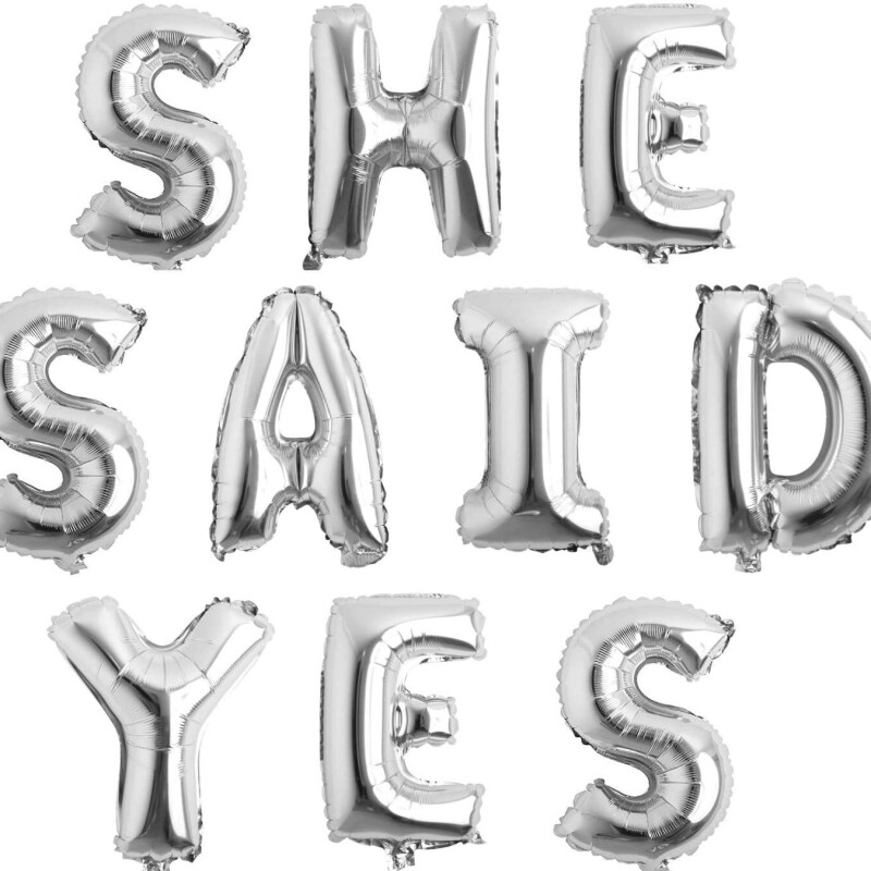 She Said Yes Balloons Banner, 16 Inch Foil Engagement Letter Balloon Sign for Bachelorette, Wedding Proposal, Bridal Sho--0