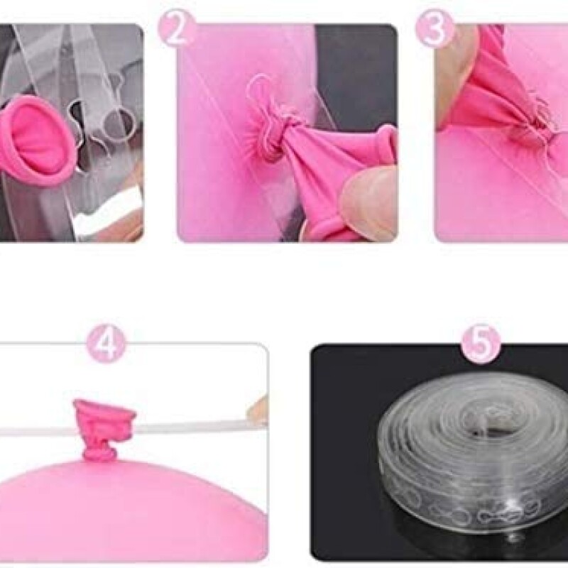 Transparent Soft Arch Balloon Chain Double Hole Tape Balloon Decorating Strip Kit for Arch Garland Tying Tool for Wedding Party Baby Shower Decoration--2