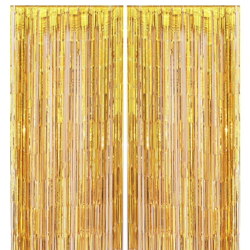 Foil Fringe Curtains Photo Backdrop, Shiny Metallic Tinsel Party Door Curtain Booth Props Birthday Wedding Bridal Baby--0